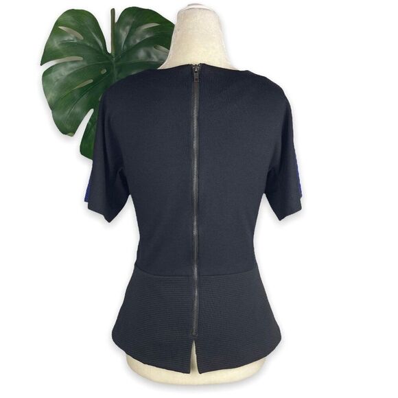W118 by Walter Baker Cobalt Colorblock Knit Peplum Top - Picture 4 of 11